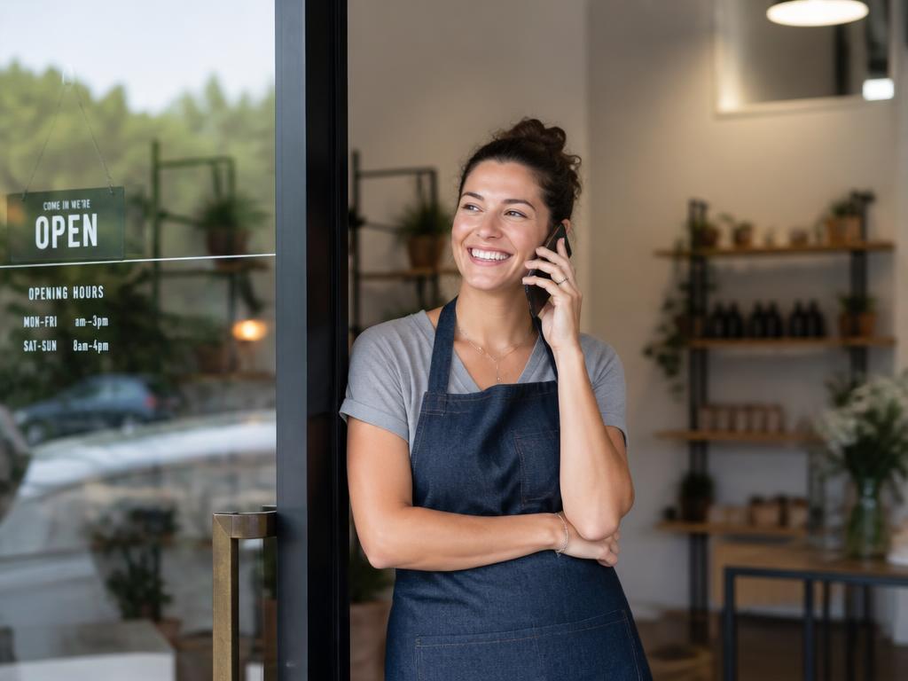 Local business owner answering a customer call from their Google Business Profile