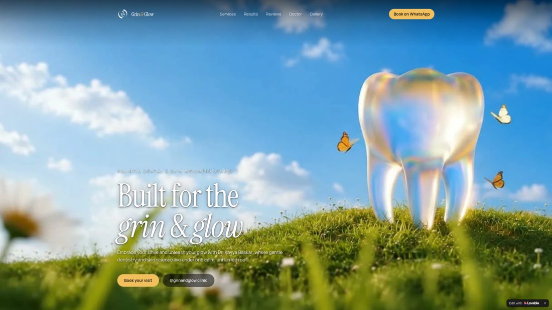 Grin & Glow Dental website built by JitterSystem