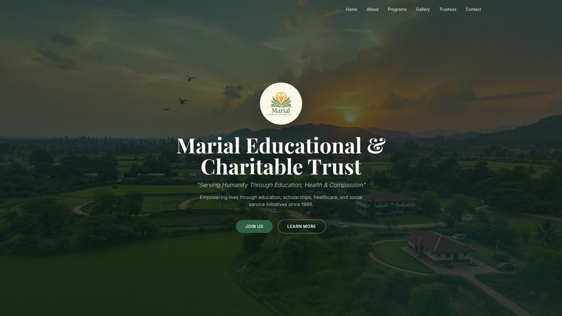 Marial Charity Trust website built by JitterSystem