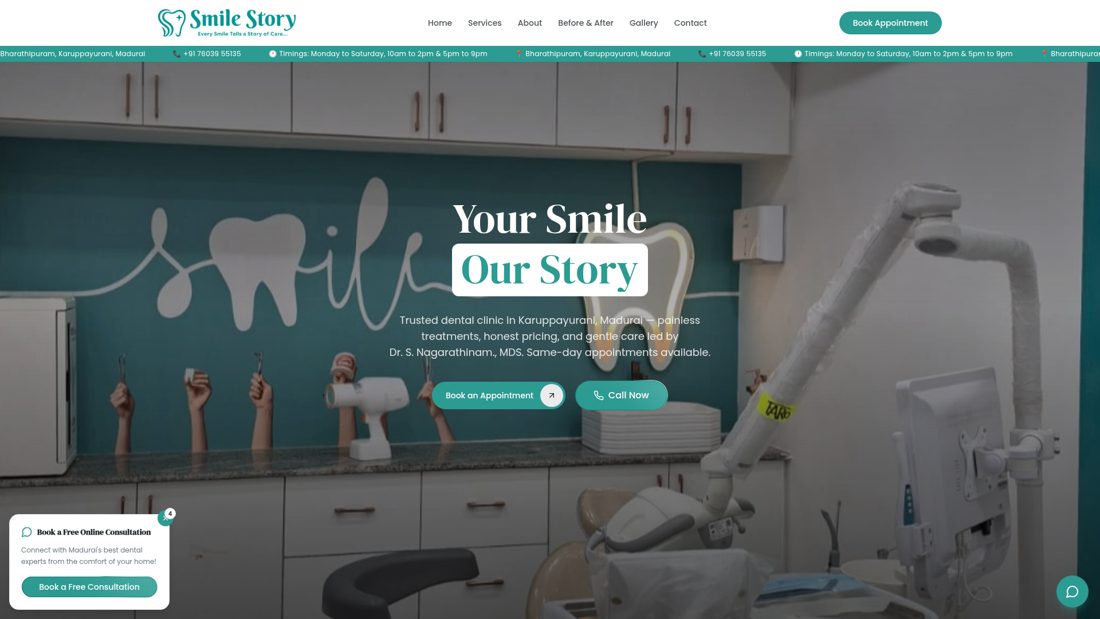 Smile Story Dentistry website built by JitterSystem